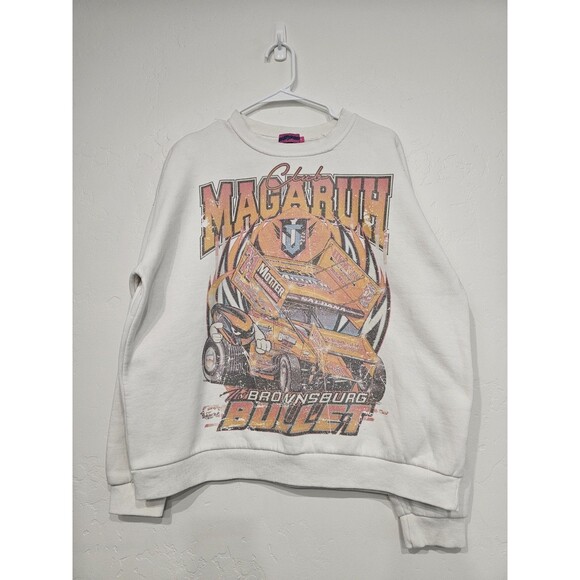 Edikted Sweaters - Edikted Sweatshirt White Oversized NASCAR Graphics Size Small Racing Crewneck